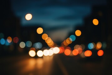 Nighttime scene featuring a blurred backdrop and abstract illuminated effects