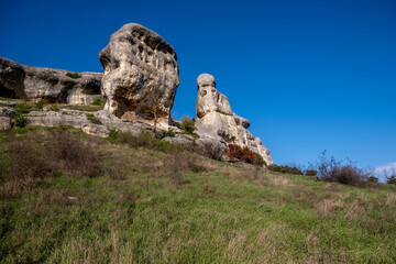 Rocks similar to sphinxes near Bakhchisarai in Crimea.