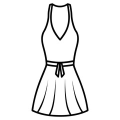 Halter Neck Dress line art vector