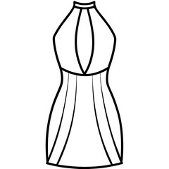 Halter Neck Dress line art vector