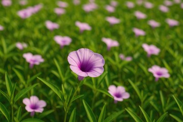 Fototapeta premium Vibrant Ipomoea Aquatica blossoms in full bloom across a lush field