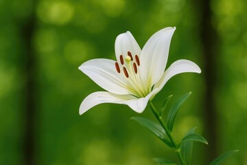 Fototapeta premium Vibrant lily in full bloom against a lush green backdrop