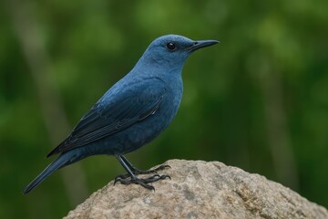 Naklejka premium Male Blue Rock-Thrush with Scientific Name Monticola solitarius