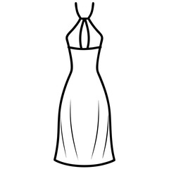 Halter Neck Dress line art vector
