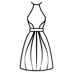 Halter Neck Dress line art vector