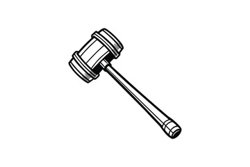 Isolated Wooden Gavel for Auction or Court in Silhouette Style