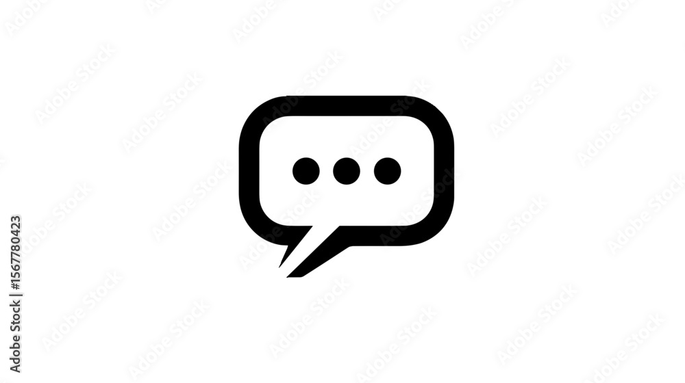 Aufkleber minimalistic speech bubble icon with three dots on white background