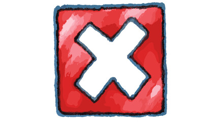 Fototapeta premium Red checkmark icon with white background in hand-drawn style 