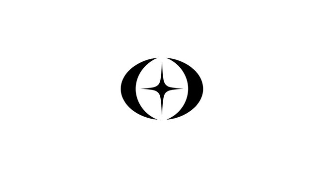 Abstract star symbol with circular outline in minimalist design  