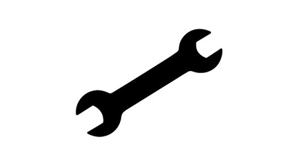 Black silhouette of a wrench icon on white background  