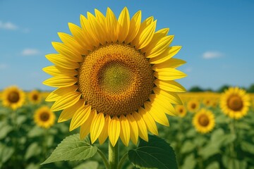 Naklejka premium Natural sunflower backdrop showcasing blooming flowers