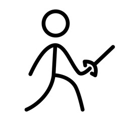 Stickman Practicing Fencing Sports and Exercise Icons