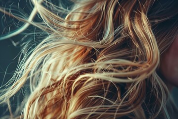 Blond hair blowing in the wind, creating a sense of freedom and natural beauty