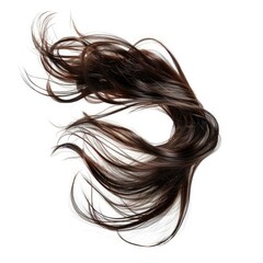 Naklejka premium Disheveled brown hair flowing freely on a white background, creating a dynamic and elegant composition