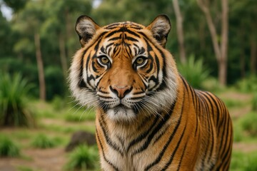 Fototapeta premium Indigenous Sumatran tiger at a wildlife sanctuary in Australia