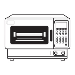 Fototapeta premium Simple vector illustration of a modern microwave oven appliance in black and white design