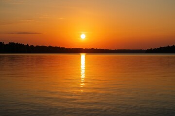 Obraz premium Sun shimmering on a tranquil lake surface