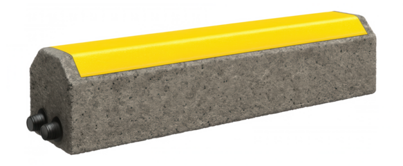 Concrete wheel stop with embedded steel rebar for vehicle parking control in a commercial area