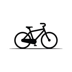 Fototapeta premium Simple Black Silhouette of a Bicycle on White Background Minimalist Line Art Bike Illustration Two Wheels Pedal Transportation Icon Cycling Graphic Design Element
