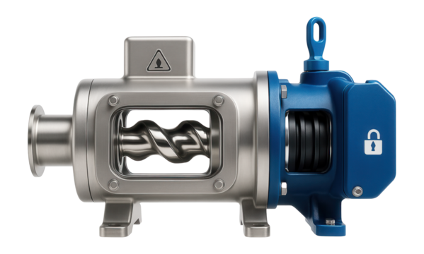 Screw pump with a single rotor and stator made of elastomer for viscous fluid transfer in a food processing plant