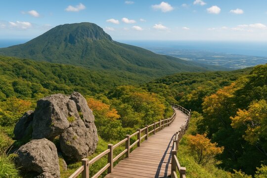 The breathtaking view from Eoseungsaengak overlooking Halla Mountain in Jeju