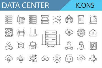 Vector Icons of Data Centers, Server Storage, and Network Systems