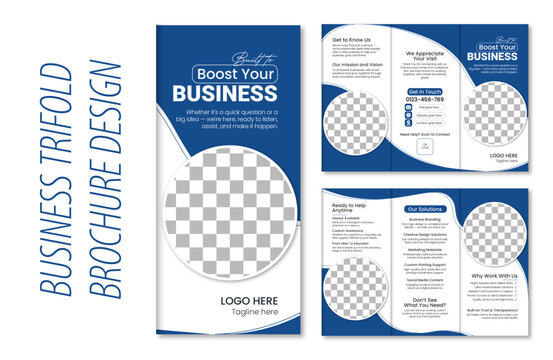 Professional Trifold Business Brochure Design Template | Modern Corporate Marketing Pamphlet Layout | Creative Tri-Fold Leaflet for Company Promotion, Branding & Advertising Use