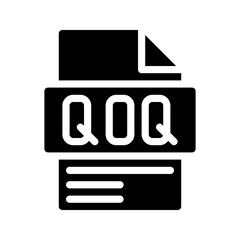 Qoq Glyph Icon. File Document icon abbreviation for Quarter to quarter data comparison