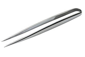 Shiny Tweezers Tool Silver Precision Instrument for Beauty Crafts or Medical Use Close Up on transparent background