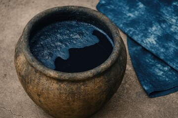 Repeatedly Used Indigo-Dyed Fabric in a Jar Derived from Natural Sources