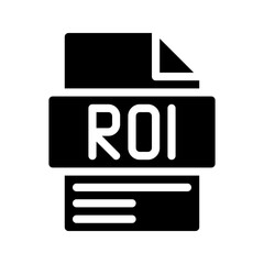 Roi Glyph Icon. File Document icon abbreviation for Return on Investment, very important in business