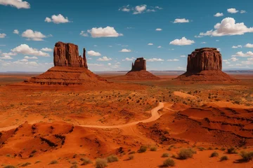 Fototapeten The unpaved path leading to a famous desert landscape in a protected area. © AImmersive Imagery