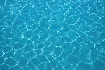 Underwater view of a blue rippled pool with flowing waves and a calming aquatic backdrop