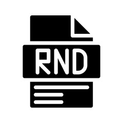 Rnd Glyph Icon. File Document icon abbreviation for Research and product development