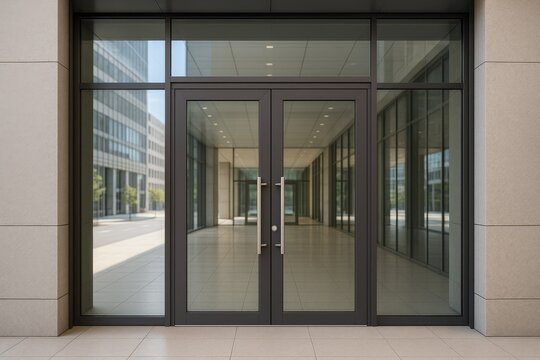 Contemporary glass entrance to a commercial office space
