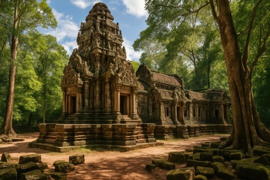 Ancient remains of Thommanon Temple at Angkor site