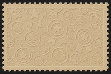 Obraz premium The back of a postage stamp featuring raised medal designs