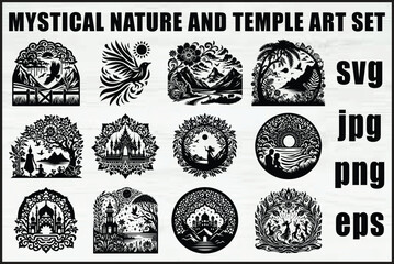 Fototapeta premium Mystical Nature vector Bundle 