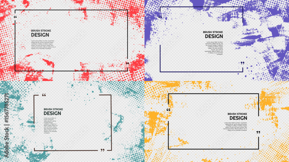 Poster vector illustration. abstract color horizontal grunge overlay set. ink brush strokes design for hori