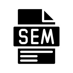 Sem Glyph Icon. File Document icon abbreviation for Paid Marketing in search engines