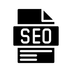 Seo Glyph Icon. File Document icon is an abbreviation for Search Engine Optimization, the icon can be an upward graph or a trophy.