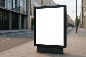 Urban street display with a blank space for advertisements or messages, modern signboard for promotional content in a busy city environment