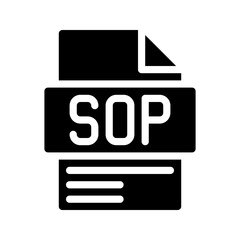 Sop Glyph Icon. File Document icon is an abbreviation of the word Standard work guide document.