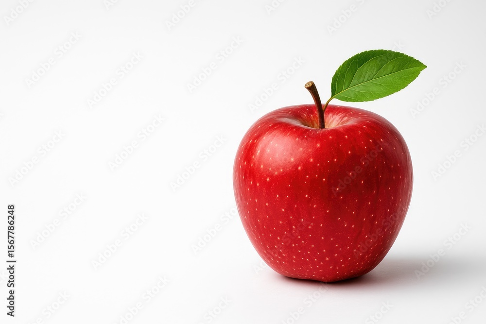 Poster single red apple with empty space for text, symbolizing health