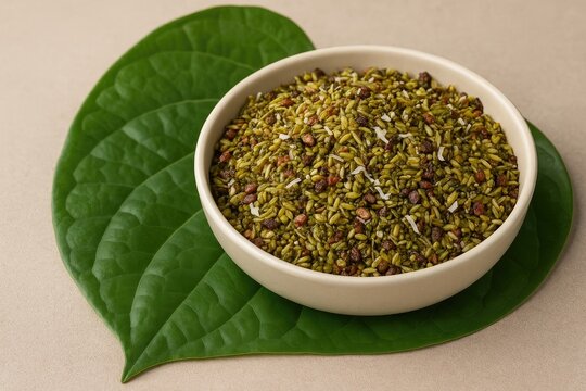 Mukhwas or Tambul is a traditional blend of Paan masala used as a popular mouth freshener after meals and during religious offerings.