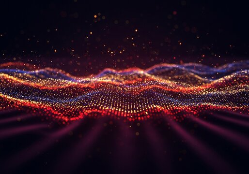 abstract background with stars, Abstract tech network data connections with orange, blue glowing dots, lines. Artificial intelligence neural network, machine learning, cloud computing concept. Digital