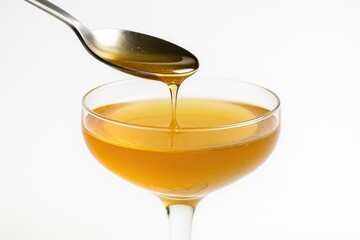 Pouring inverted sugar syrup from a spoon
