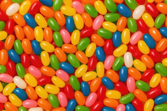 Colorful jelly bean candies used as a backdrop