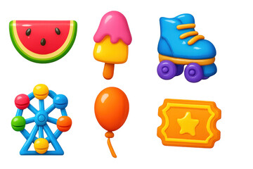 Tropical and Marine Emoji Icon Set on Transparent Background