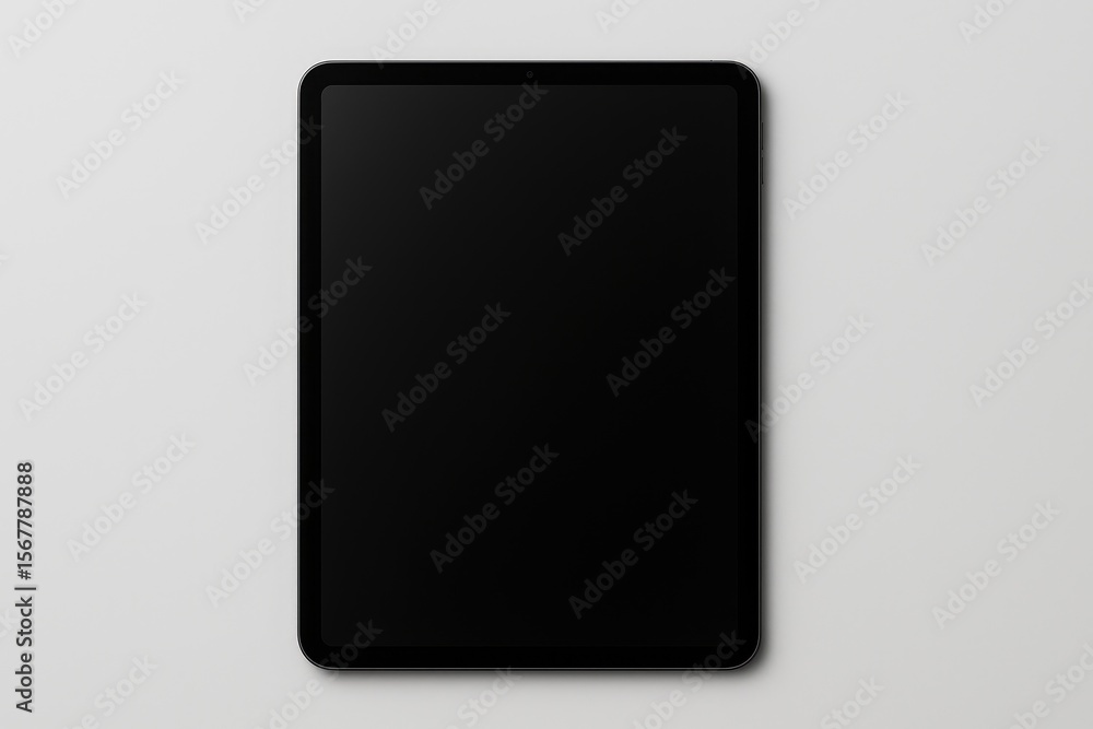 Aufkleber portable touchscreen device displaying a dark screen against a neutral backdrop